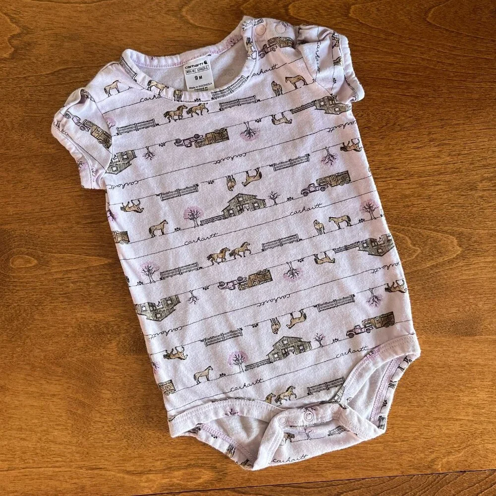 Carhartt lavender mini farm onesie 9m